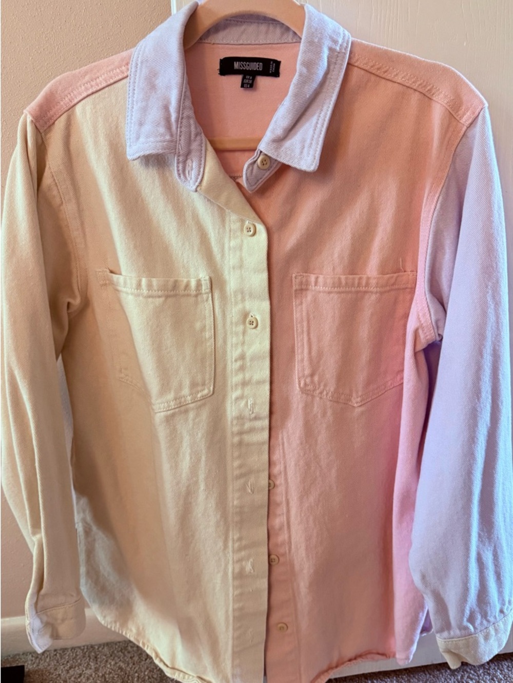 Missguided Pastel Ombre Collared Shirt in Pink, Cream, Lavender